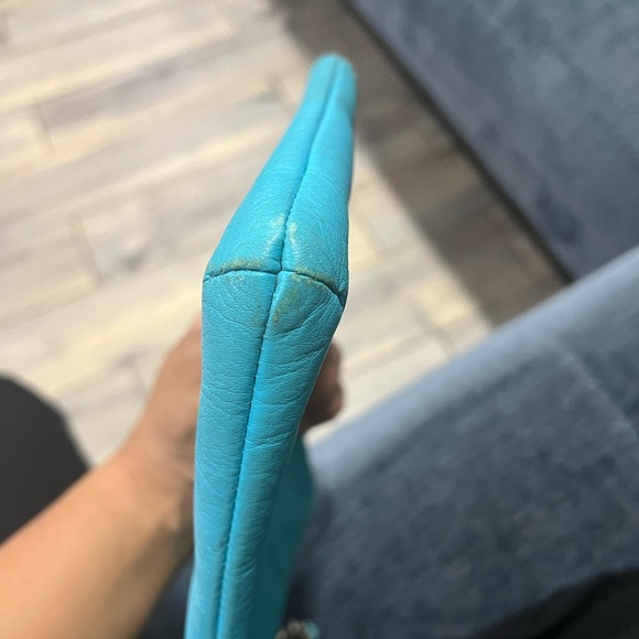 Coach Turquoise Leather Wristlet Baby Blue Super Soft Leather - Picture 5 of 7